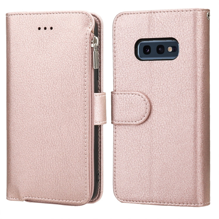 For Samsung Galaxy S10e Microfiber Zipper Horizontal Flip Leather Case