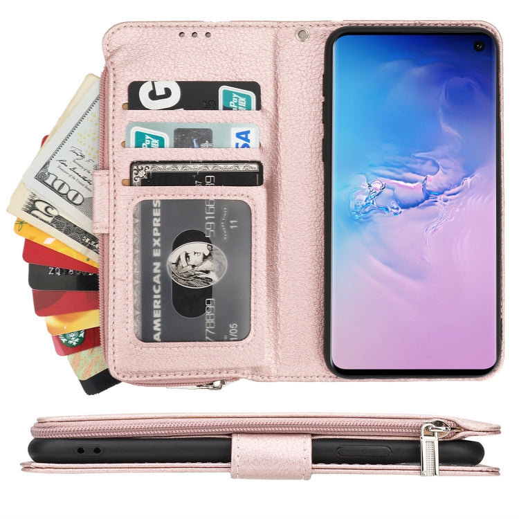 For Samsung Galaxy S10e Microfiber Zipper Horizontal Flip Leather Case