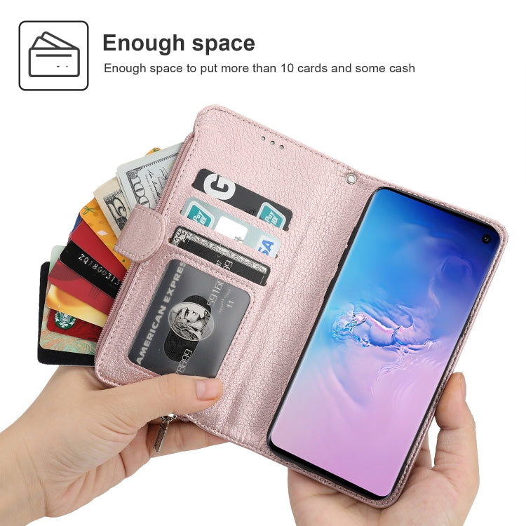 For Samsung Galaxy S10e Microfiber Zipper Horizontal Flip Leather Case