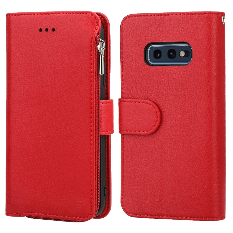 For Samsung Galaxy S10e Microfiber Zipper Horizontal Flip Leather Case
