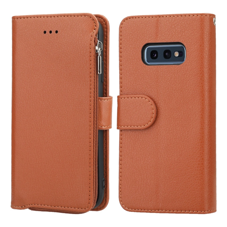 For Samsung Galaxy S10e Microfiber Zipper Horizontal Flip Leather Case