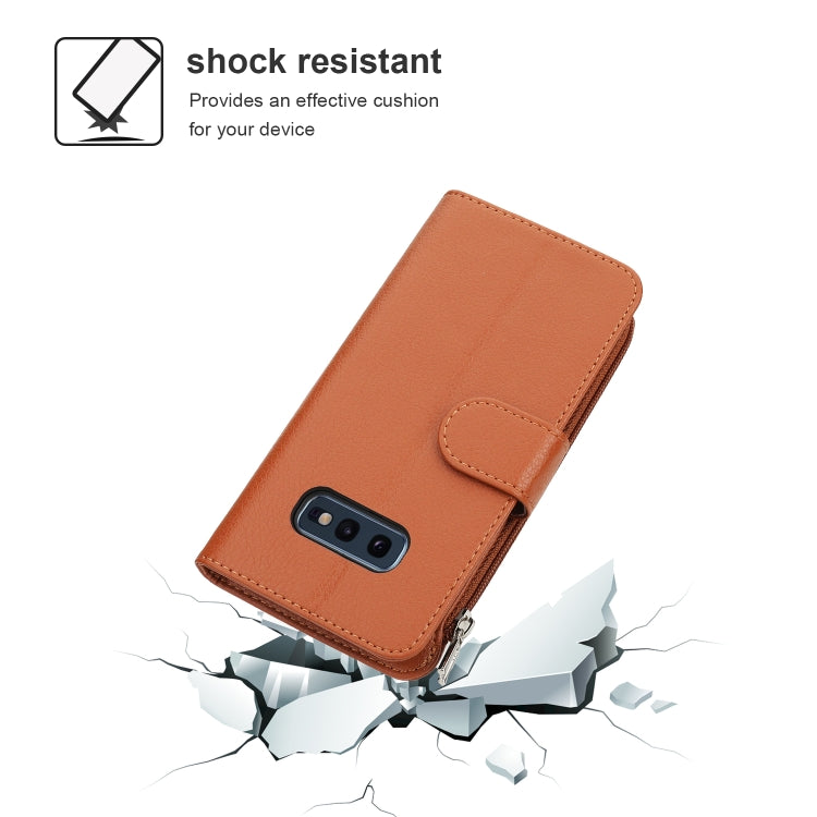 For Samsung Galaxy S10e Microfiber Zipper Horizontal Flip Leather Case