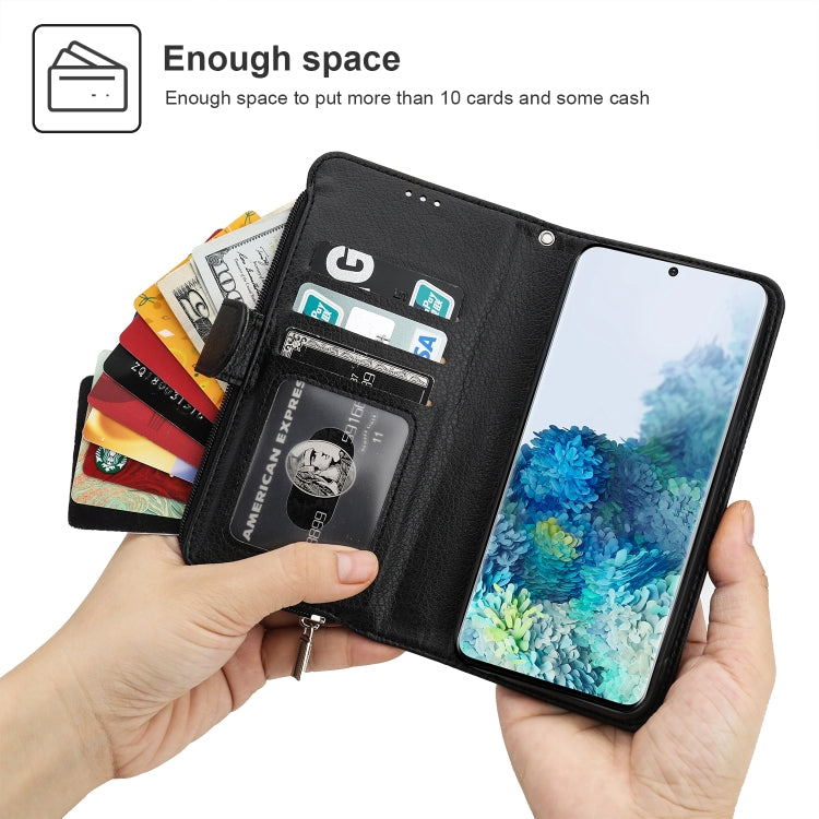 For Samsung Galaxy S20 Microfiber Zipper Horizontal Flip Leather Case