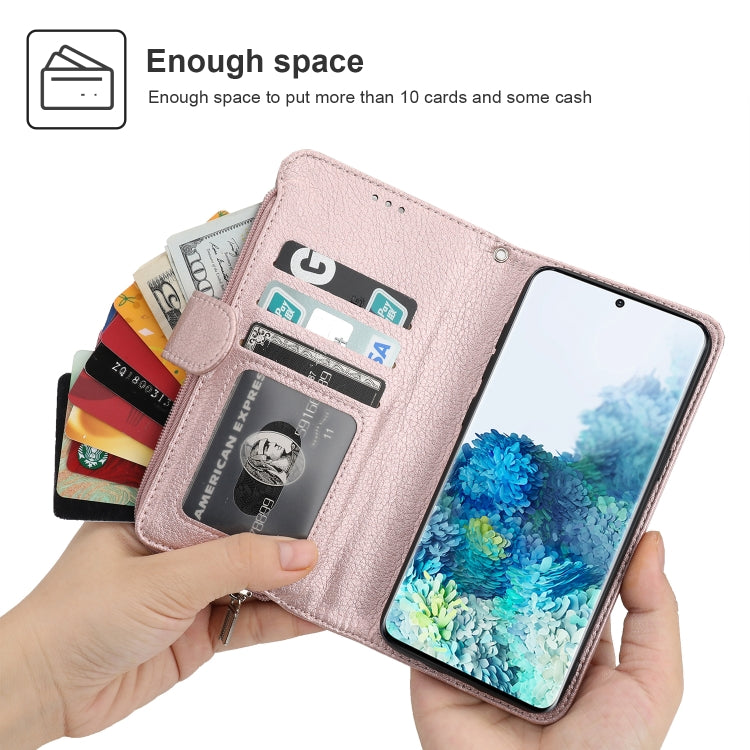 For Samsung Galaxy S20 Microfiber Zipper Horizontal Flip Leather Case