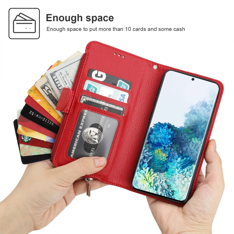 For Samsung Galaxy S20 Microfiber Zipper Horizontal Flip Leather Case