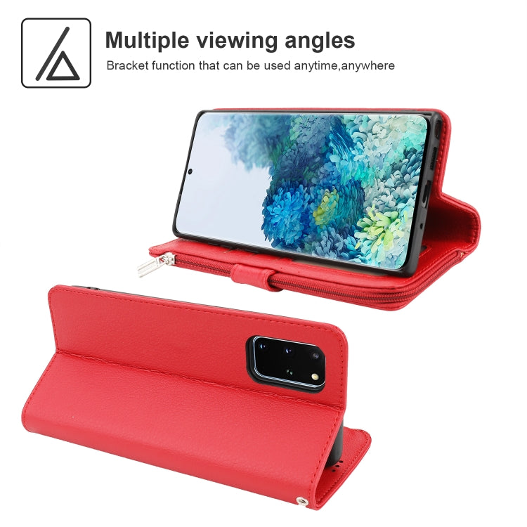 For Samsung Galaxy S20 Microfiber Zipper Horizontal Flip Leather Case