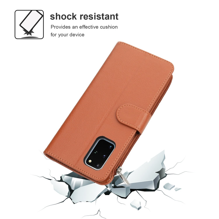 For Samsung Galaxy S20 Microfiber Zipper Horizontal Flip Leather Case