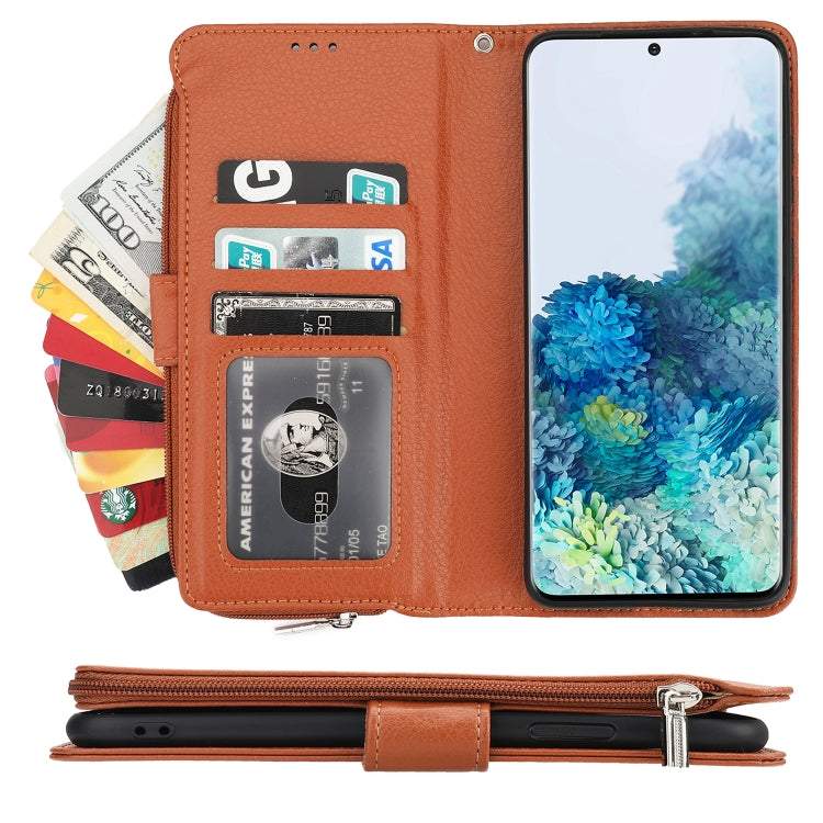 For Samsung Galaxy S20 Microfiber Zipper Horizontal Flip Leather Case