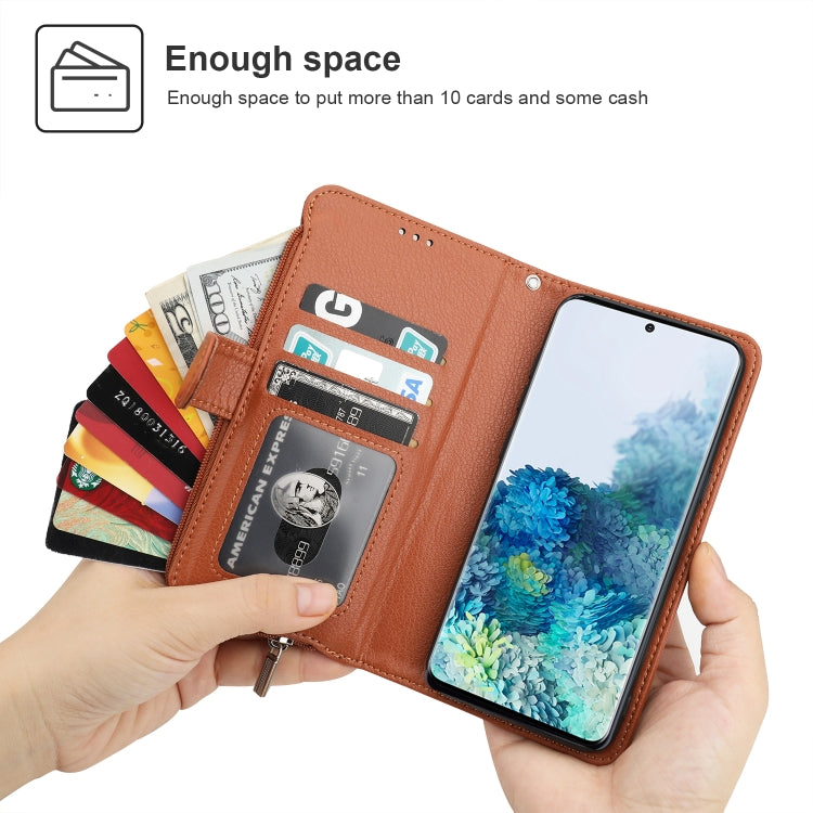 For Samsung Galaxy S20 Microfiber Zipper Horizontal Flip Leather Case