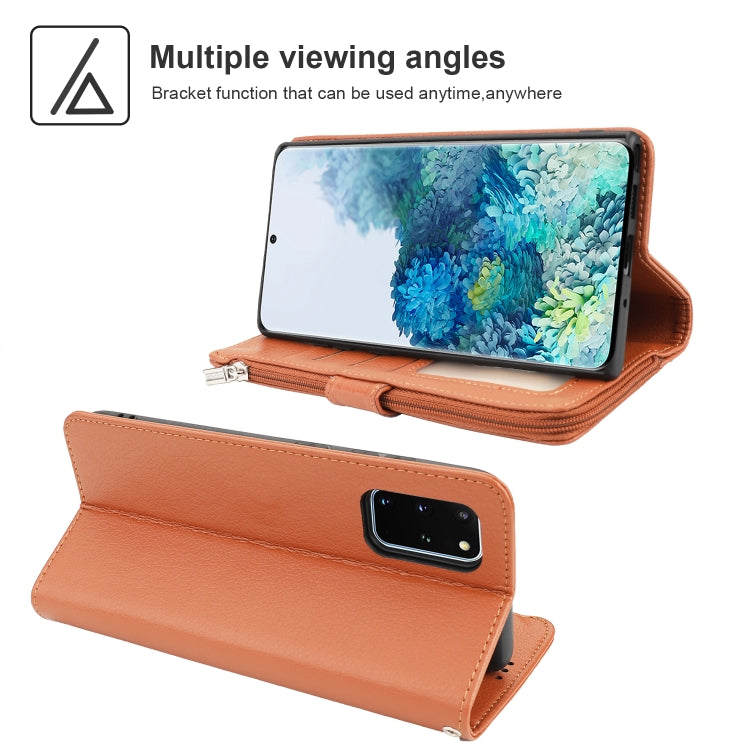 For Samsung Galaxy S20 Microfiber Zipper Horizontal Flip Leather Case