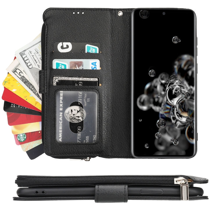 For Samsung Galaxy S20 Ultra Microfiber Zipper Horizontal Flip Leather Case