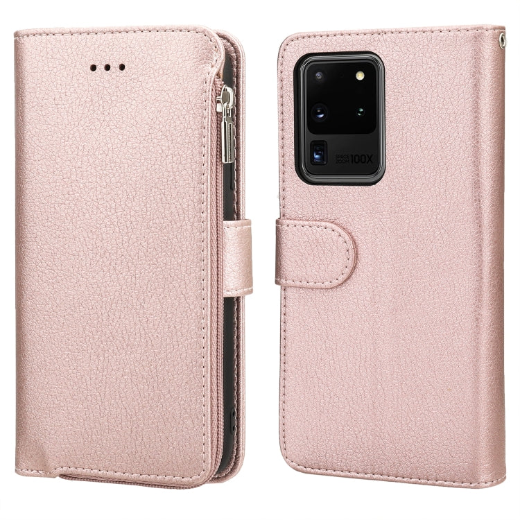 For Samsung Galaxy S20 Ultra Microfiber Zipper Horizontal Flip Leather Case