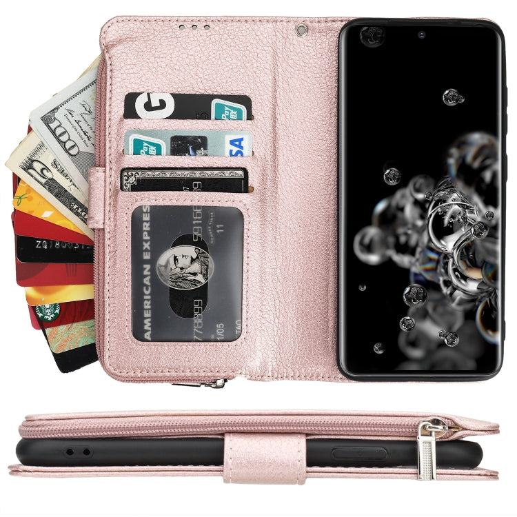 For Samsung Galaxy S20 Ultra Microfiber Zipper Horizontal Flip Leather Case