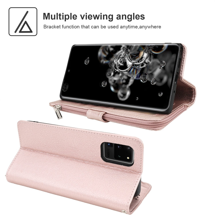 For Samsung Galaxy S20 Ultra Microfiber Zipper Horizontal Flip Leather Case