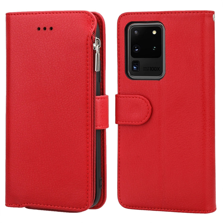 For Samsung Galaxy S20 Ultra Microfiber Zipper Horizontal Flip Leather Case