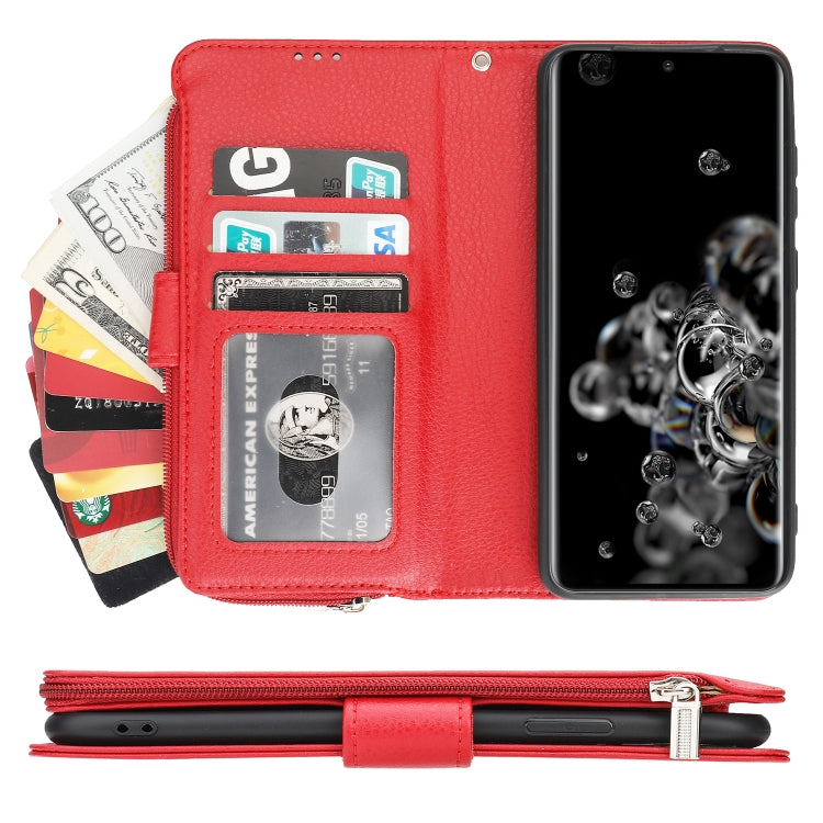 For Samsung Galaxy S20 Ultra Microfiber Zipper Horizontal Flip Leather Case