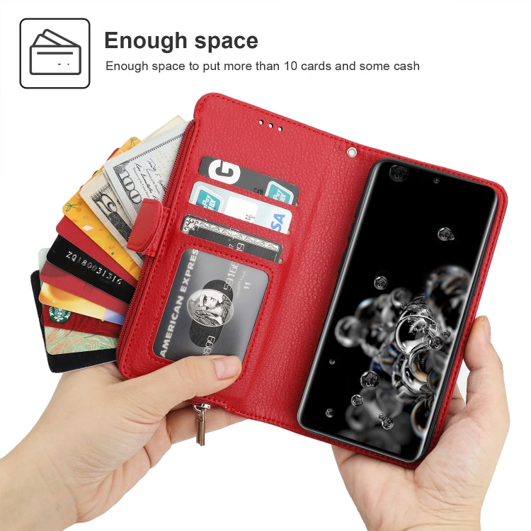 For Samsung Galaxy S20 Ultra Microfiber Zipper Horizontal Flip Leather Case