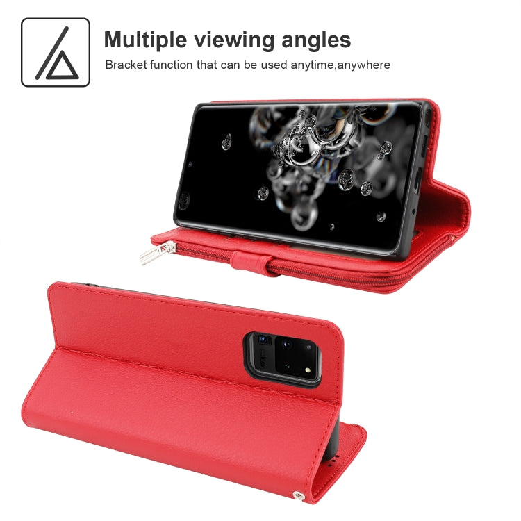 For Samsung Galaxy S20 Ultra Microfiber Zipper Horizontal Flip Leather Case