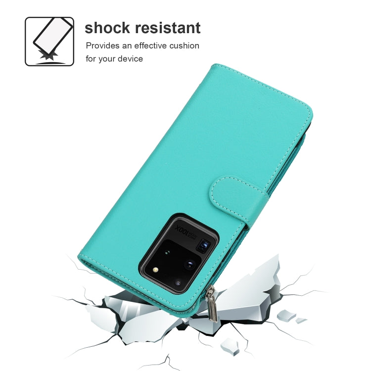 For Samsung Galaxy S20 Ultra Microfiber Zipper Horizontal Flip Leather Case