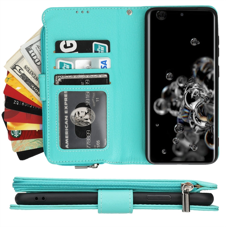 For Samsung Galaxy S20 Ultra Microfiber Zipper Horizontal Flip Leather Case