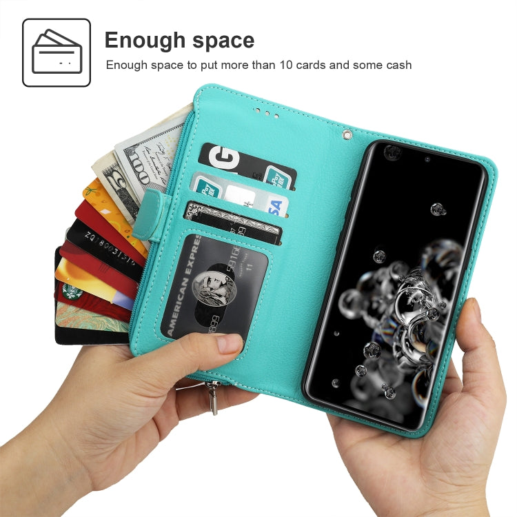 For Samsung Galaxy S20 Ultra Microfiber Zipper Horizontal Flip Leather Case