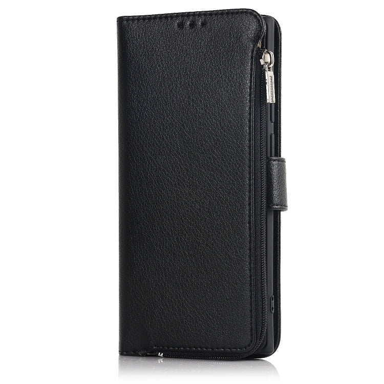 For Samsung Galaxy S22 Ultra 5G Microfiber Zipper Horizontal Flip Leather Case
