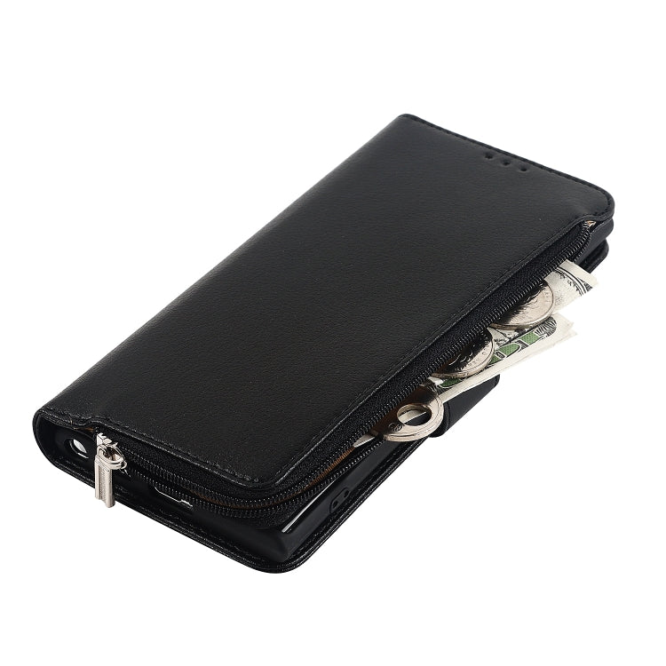 For Samsung Galaxy S22 Ultra 5G Microfiber Zipper Horizontal Flip Leather Case