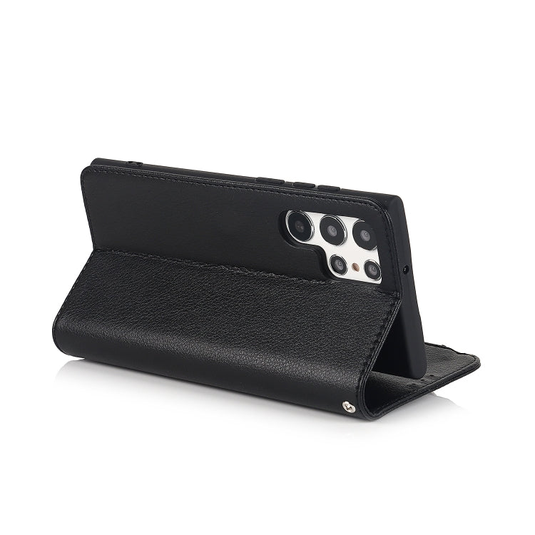 For Samsung Galaxy S22 Ultra 5G Microfiber Zipper Horizontal Flip Leather Case
