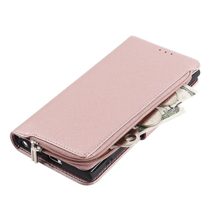 For Samsung Galaxy S22 Ultra 5G Microfiber Zipper Horizontal Flip Leather Case