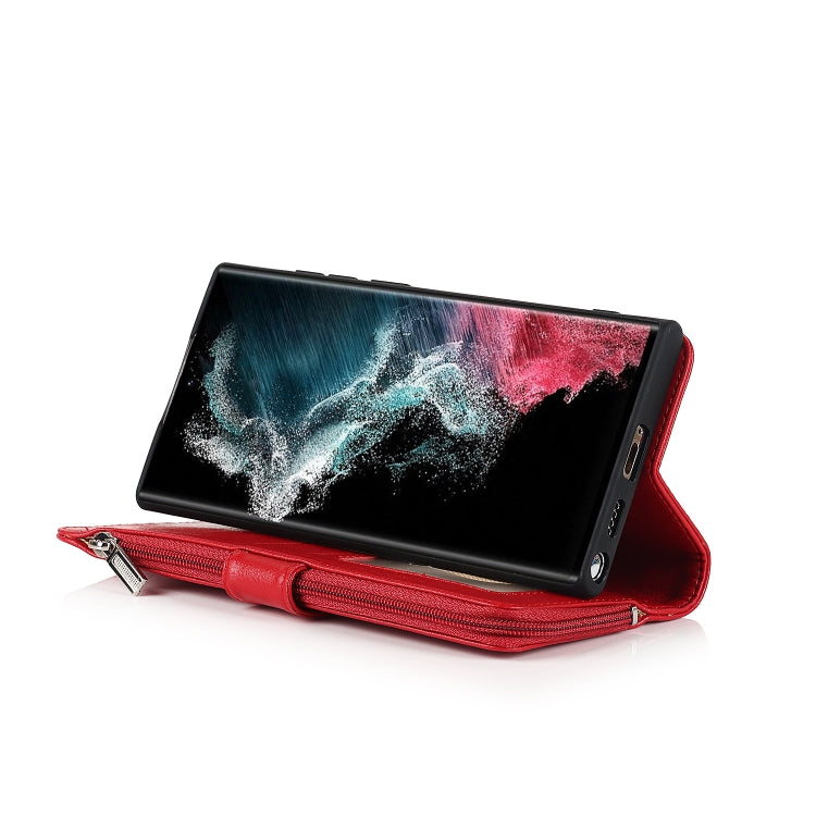 For Samsung Galaxy S22 Ultra 5G Microfiber Zipper Horizontal Flip Leather Case