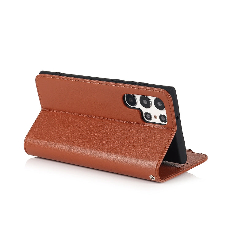 For Samsung Galaxy S22 Ultra 5G Microfiber Zipper Horizontal Flip Leather Case