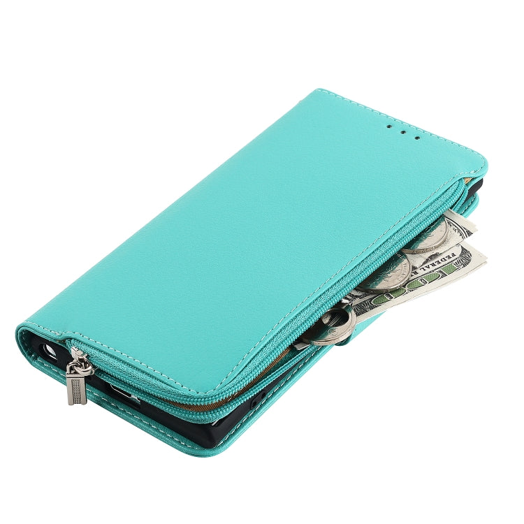 For Samsung Galaxy S22 Ultra 5G Microfiber Zipper Horizontal Flip Leather Case