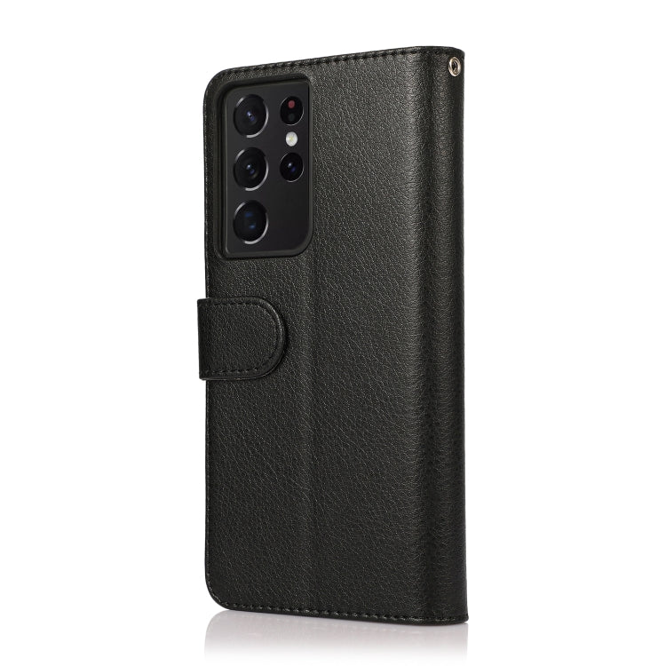 For Samsung Galaxy S21 Ultra 5G Microfiber Zipper Horizontal Flip Leather Case