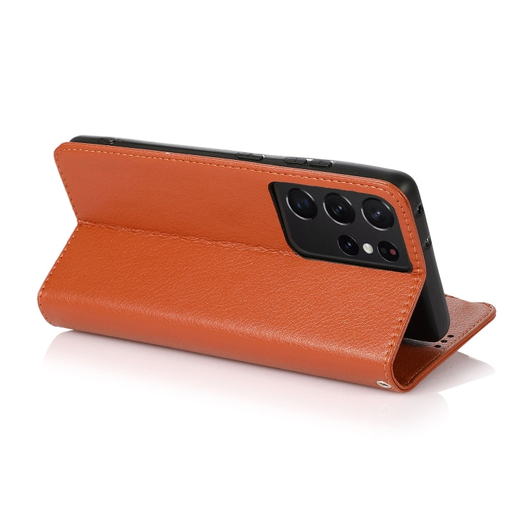 For Samsung Galaxy S21 Ultra 5G Microfiber Zipper Horizontal Flip Leather Case
