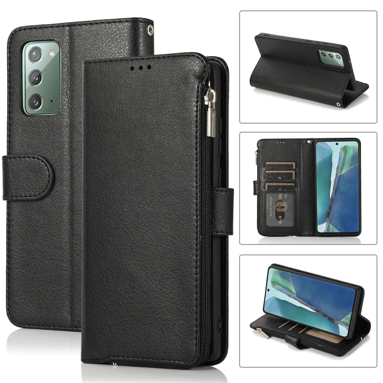 For Samsung Galaxy Note20 Microfiber Zipper Horizontal Flip Leather Case