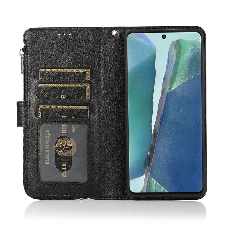 For Samsung Galaxy Note20 Microfiber Zipper Horizontal Flip Leather Case