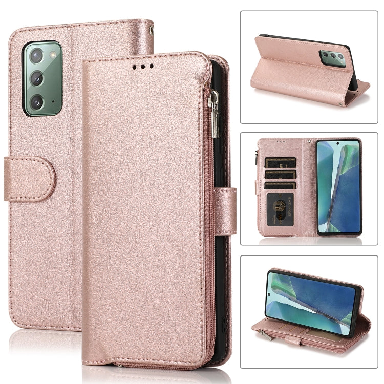 For Samsung Galaxy Note20 Microfiber Zipper Horizontal Flip Leather Case