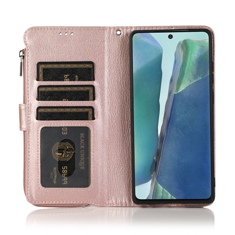 For Samsung Galaxy Note20 Microfiber Zipper Horizontal Flip Leather Case