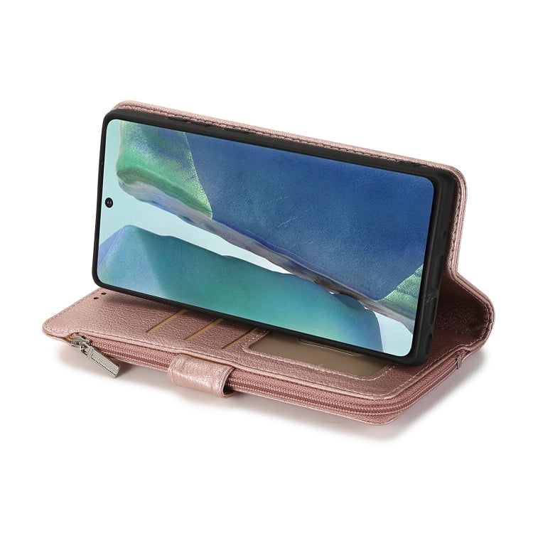 For Samsung Galaxy Note20 Microfiber Zipper Horizontal Flip Leather Case