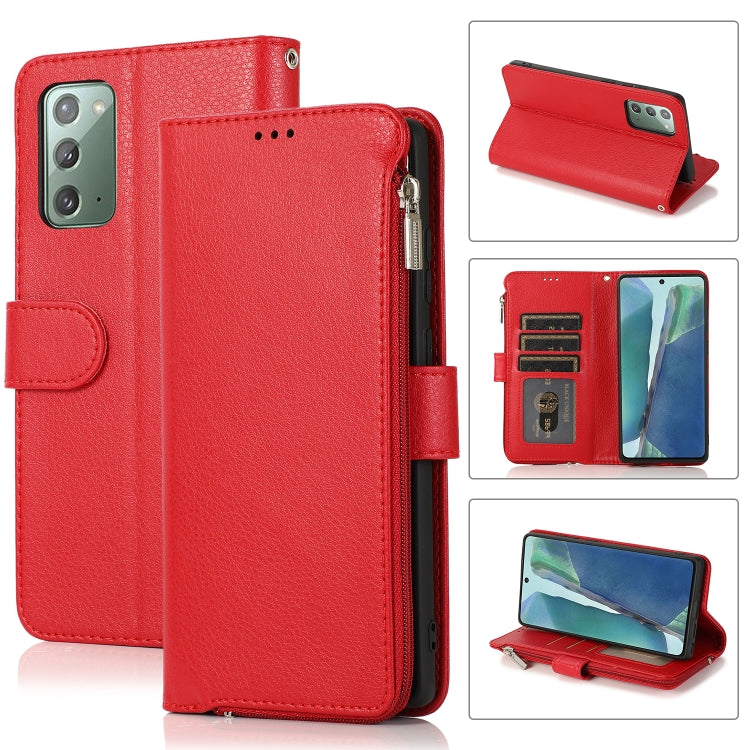 For Samsung Galaxy Note20 Microfiber Zipper Horizontal Flip Leather Case
