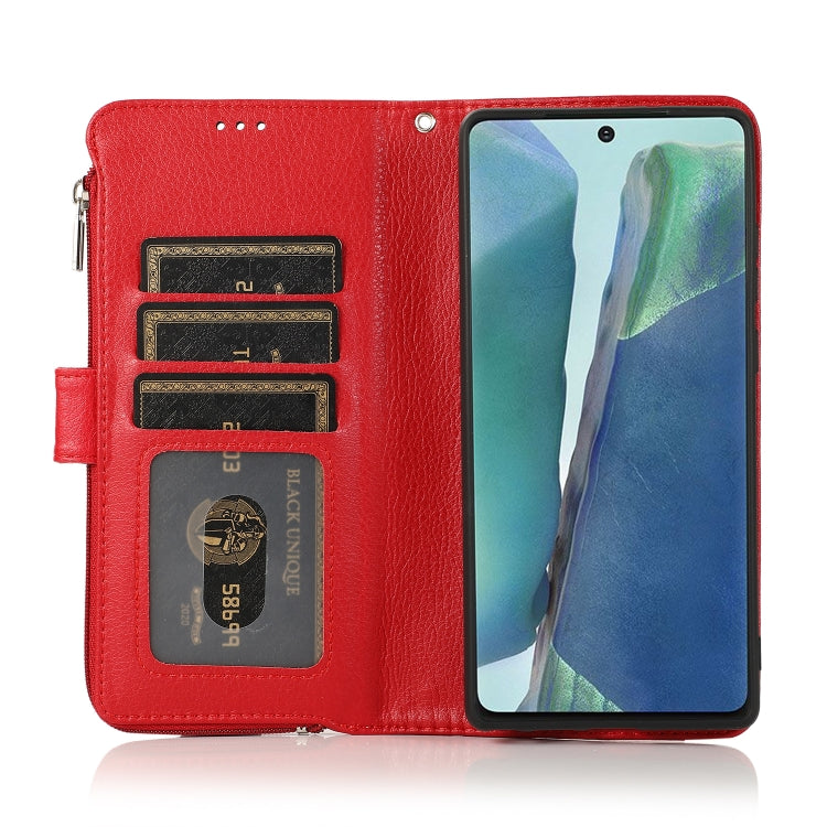 For Samsung Galaxy Note20 Microfiber Zipper Horizontal Flip Leather Case