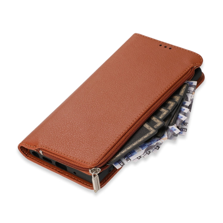 For Samsung Galaxy Note20 Microfiber Zipper Horizontal Flip Leather Case
