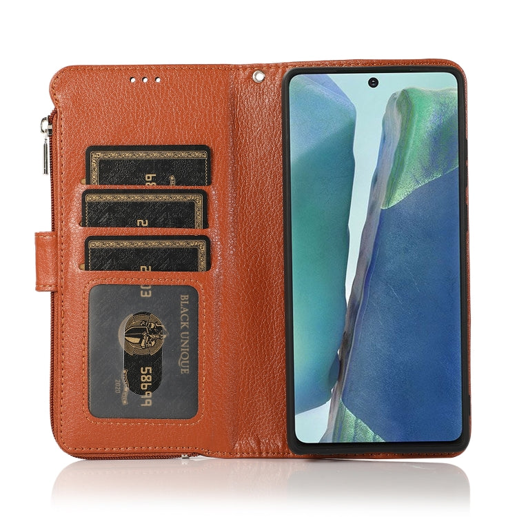 For Samsung Galaxy Note20 Microfiber Zipper Horizontal Flip Leather Case