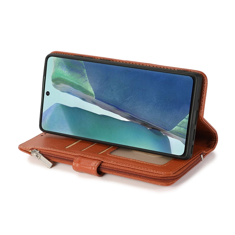 For Samsung Galaxy Note20 Microfiber Zipper Horizontal Flip Leather Case