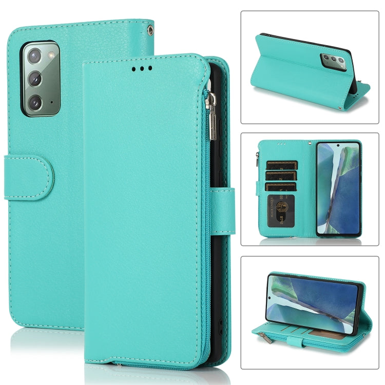 For Samsung Galaxy Note20 Microfiber Zipper Horizontal Flip Leather Case