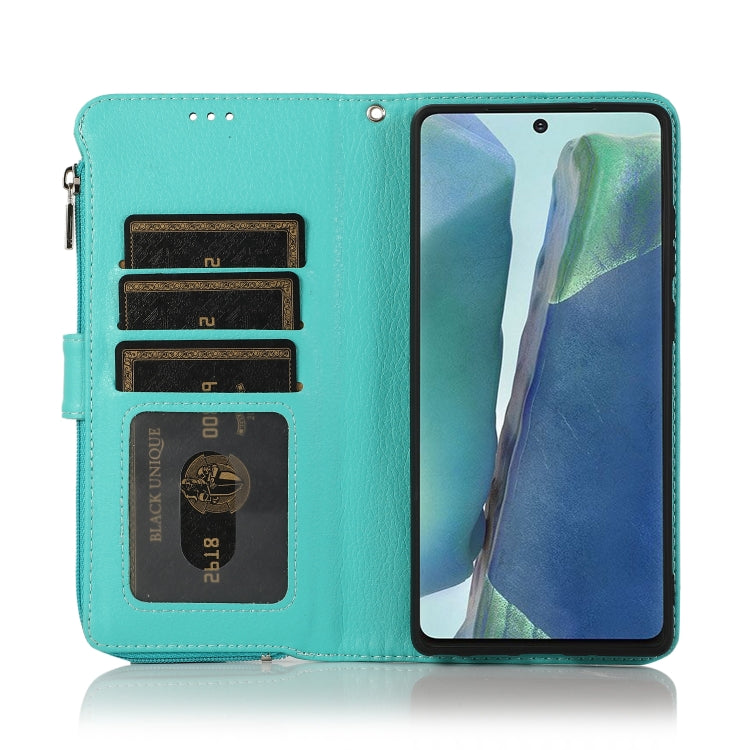 For Samsung Galaxy Note20 Microfiber Zipper Horizontal Flip Leather Case