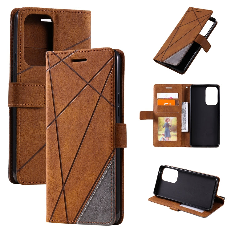 For Samsung Galaxy A73 5G Skin Feel Splicing Leather Phone Case