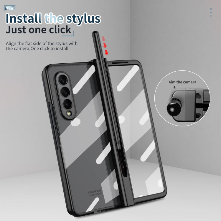 For Samsung Galaxy Z Fold3 5G Electroplating Hinge Phone Case with Stylus