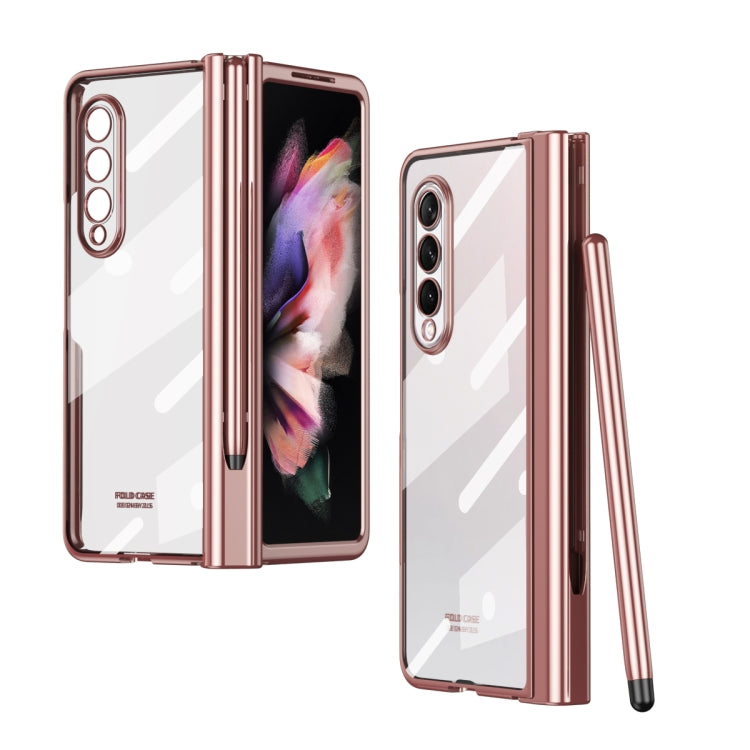 For Samsung Galaxy Z Fold3 5G Electroplating Hinge Phone Case with Stylus