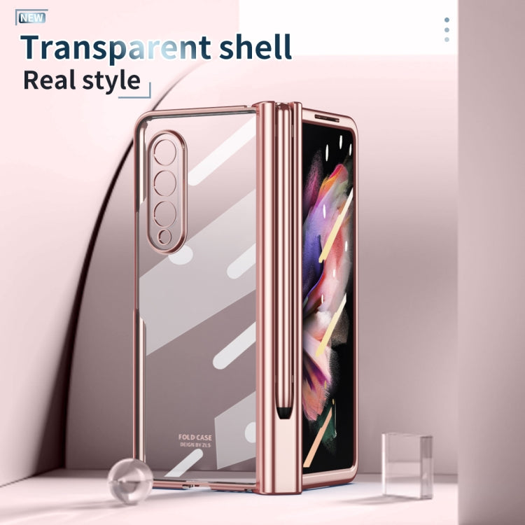 For Samsung Galaxy Z Fold3 5G Electroplating Hinge Phone Case with Stylus
